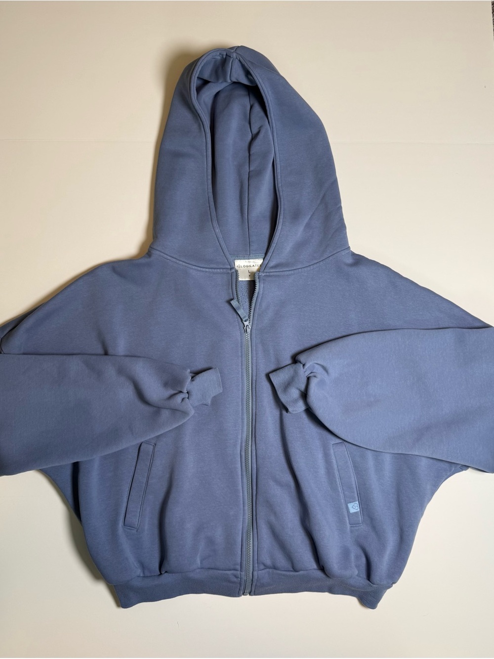 Blogilates Women’s L Blue Marshmallow Full Zip Hooded Sweatshirt
